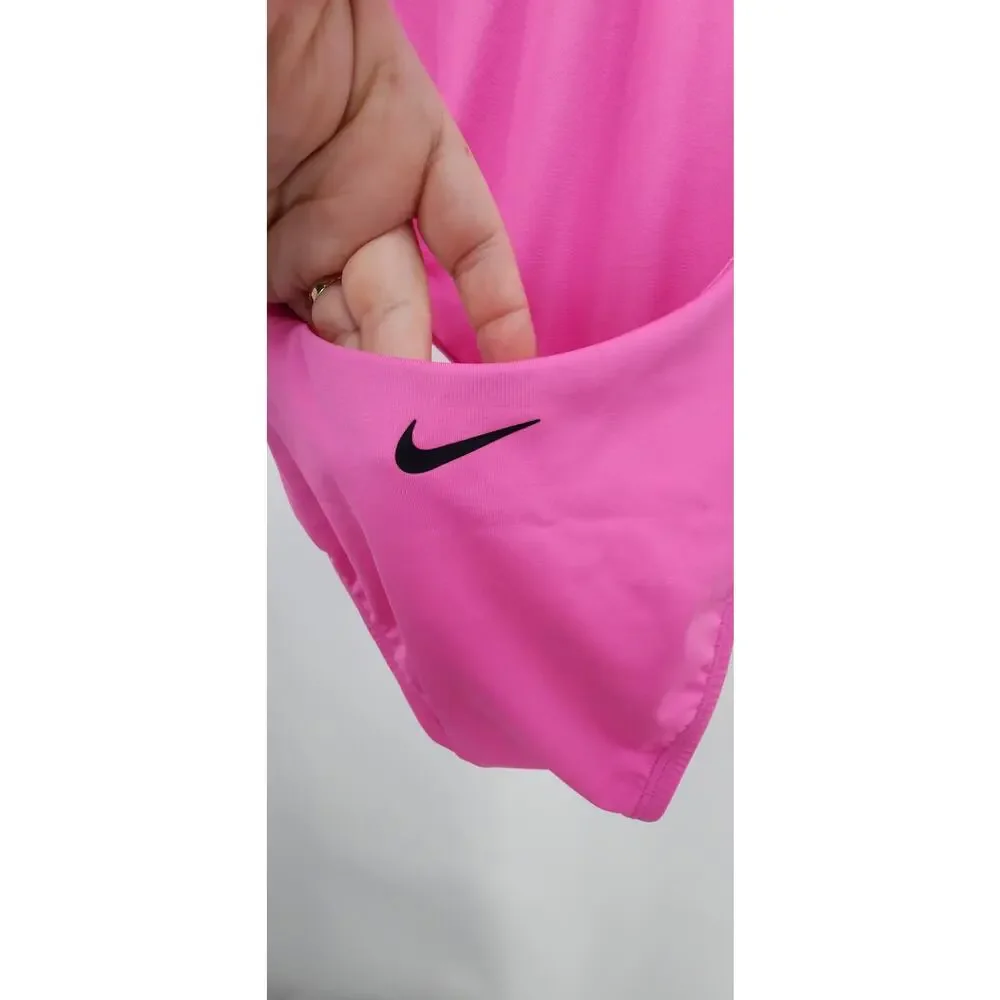 New NWT Nike Swim Multi Logo Pink Blue Women's Swimsuit One‎ Piece Size Small